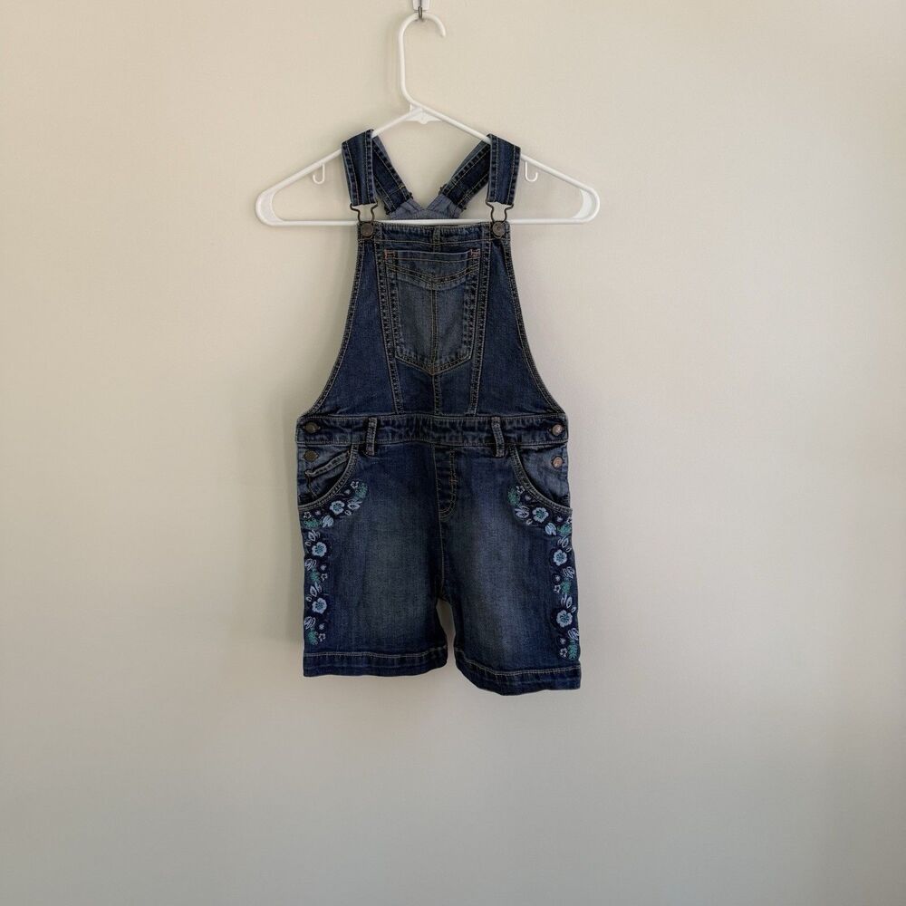 Fat Face Overalls Jumper Blue Wash Dungarees Shorts Embroidered Denim GIRLS